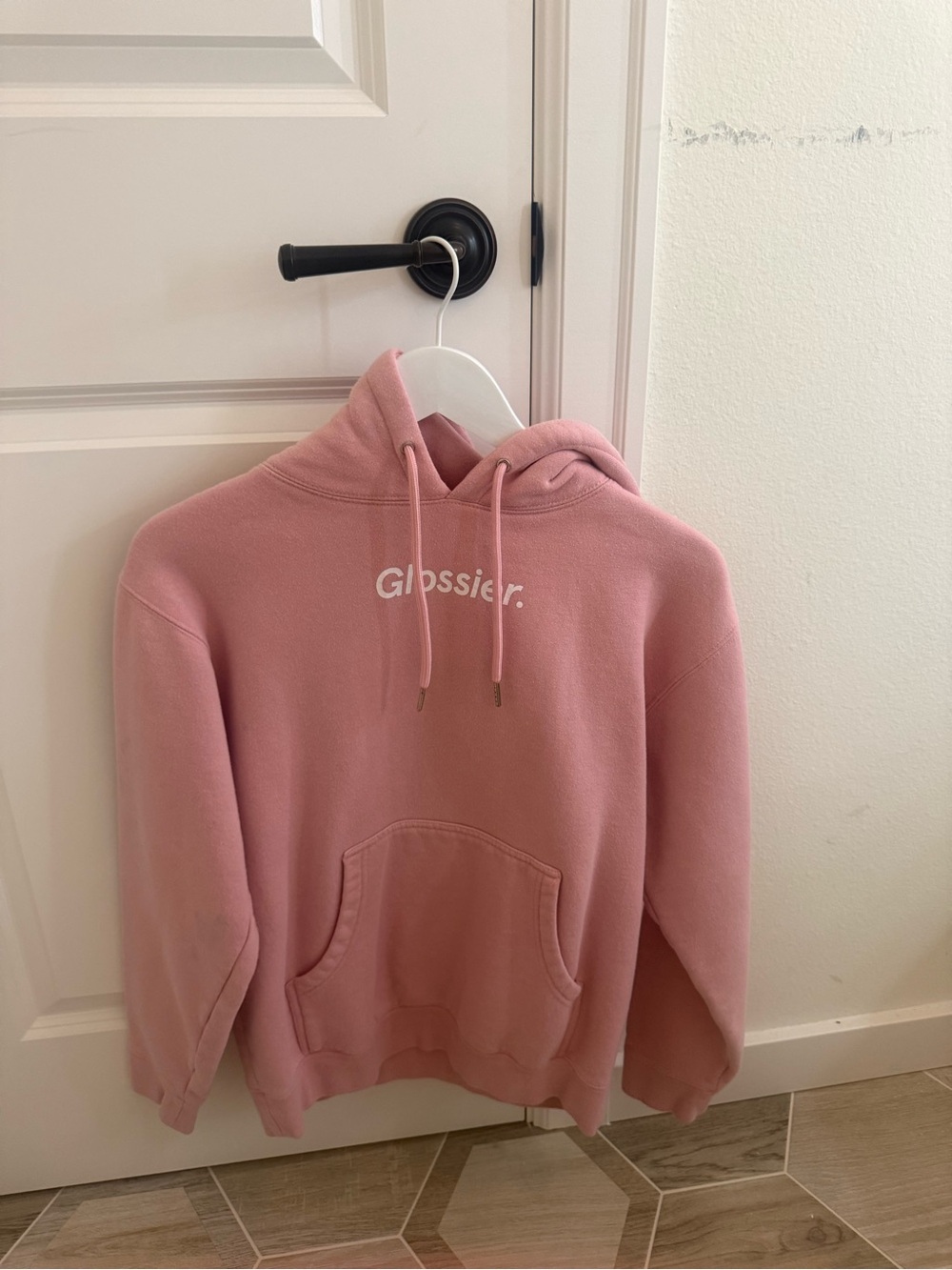 Glossier Pink Crewneck Hoodie - Soft Blush Pullover